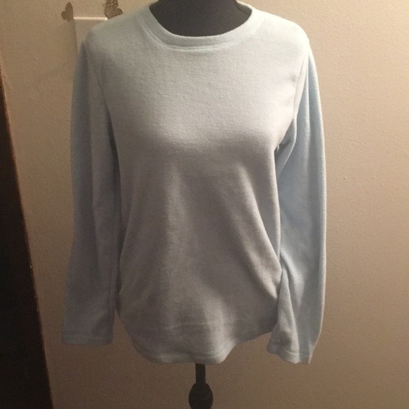 Swiss alps women’s baby blue fleece long sleeve tee shirt - Picture 3 of 7